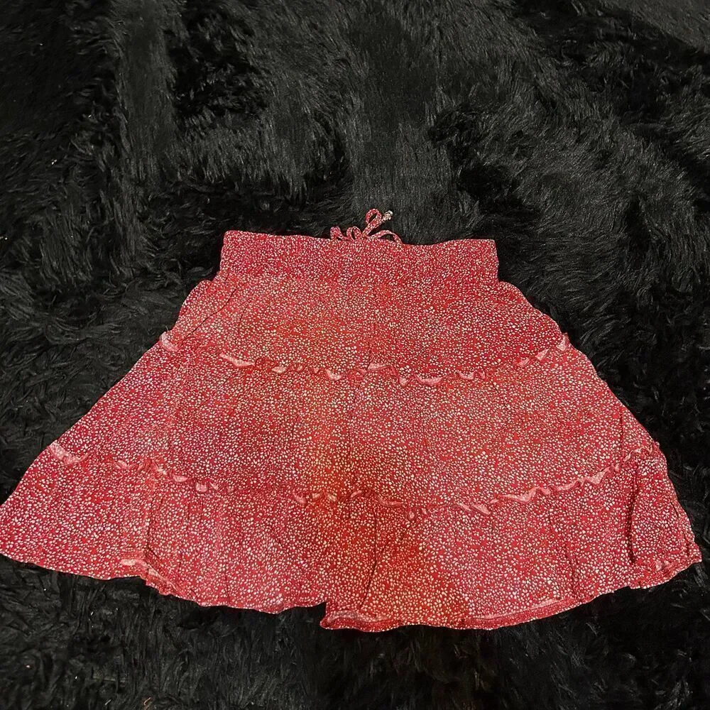 PRINCESS POLLY red floral print mini skirt size 0 women’s